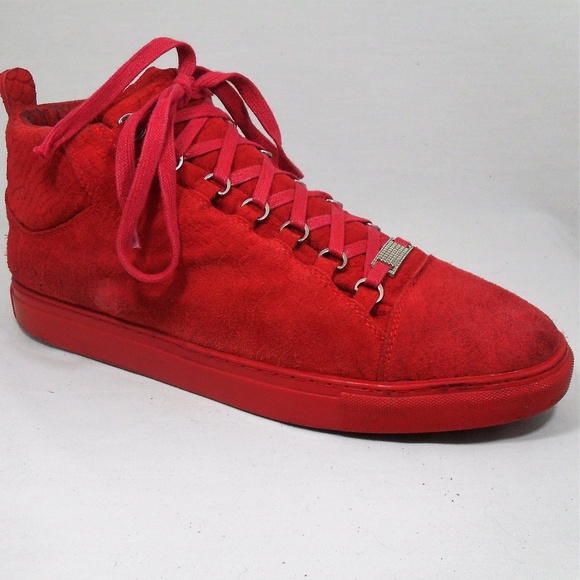 red suede balenciaga shoes